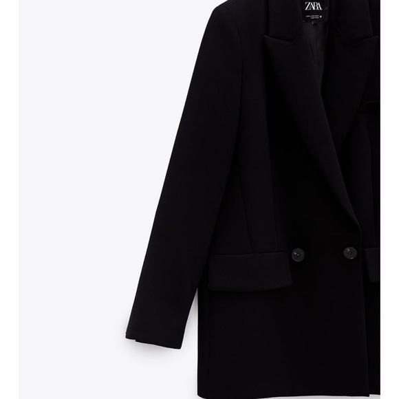 Zara Women Flowy Buttoned Blazer Black Size Xs NWT - Picture 6 of 6